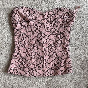 Elegant Pink Lace floral strapless Women’s Top